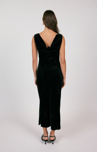 cowl neck velvet midi