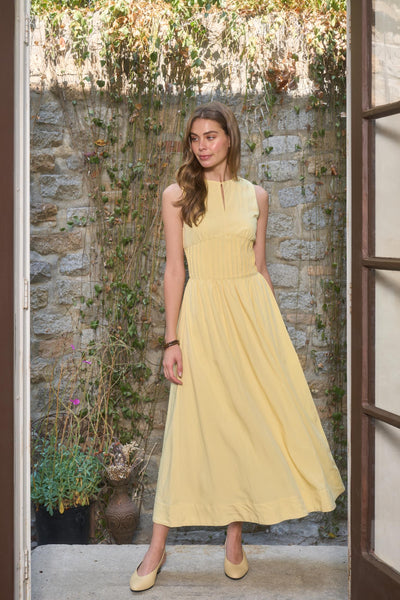 pintuck midi dress