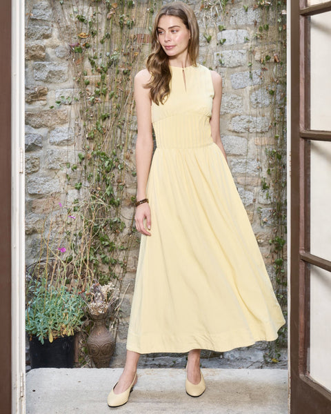 pintuck midi dress