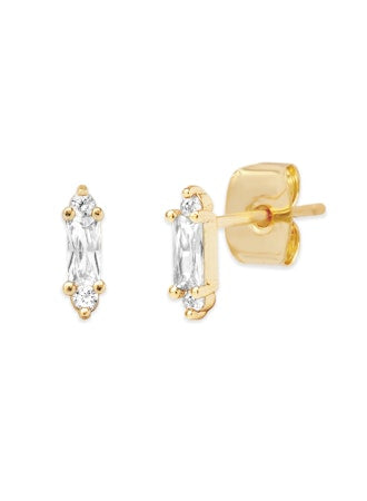 baguette with cz tip earring