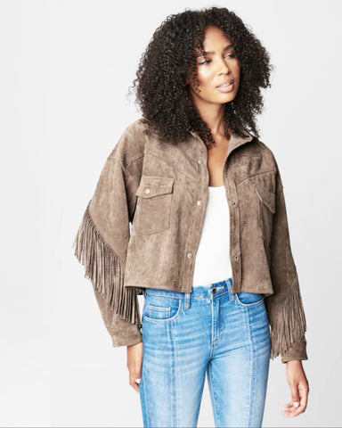 faux suede fringe jacket