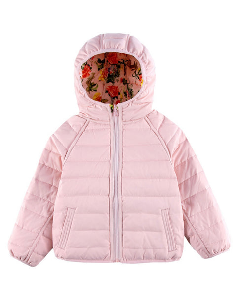 floral reversible down puffer jacket