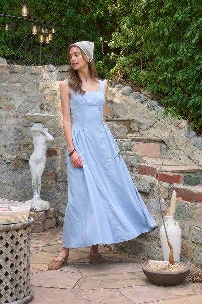 square neck corset midi dress