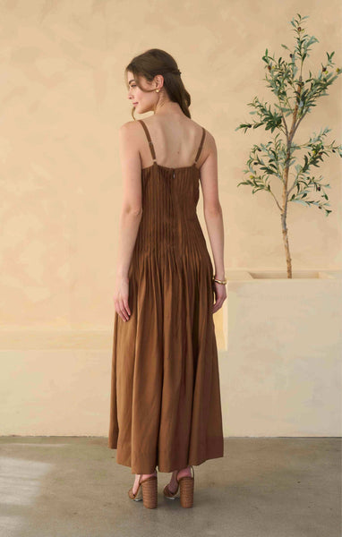 pleat maxi dress