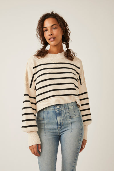 striped easy street cropped sweater