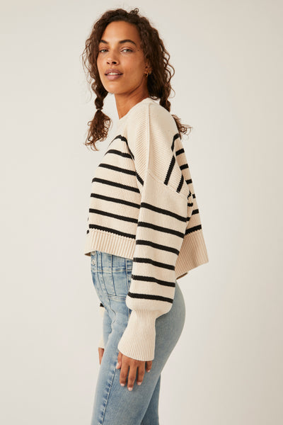 striped easy street cropped sweater