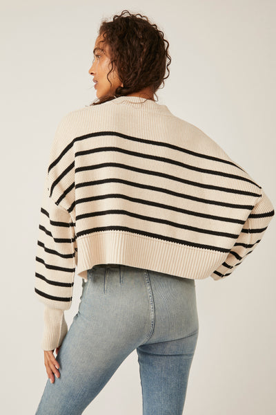 striped easy street cropped sweater