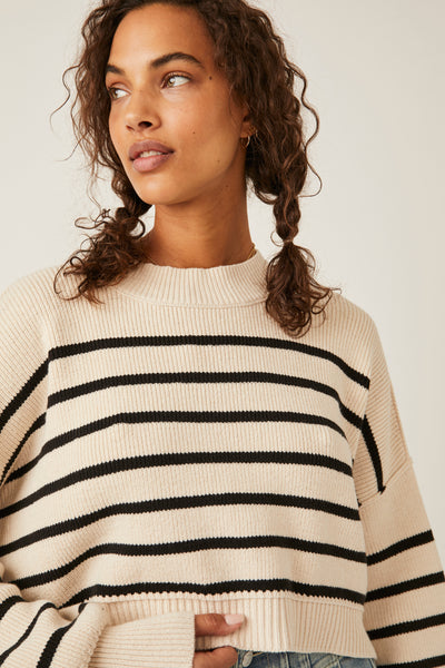 striped easy street cropped sweater