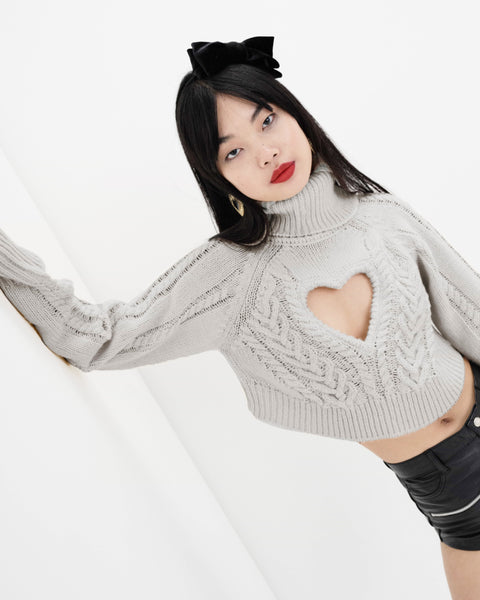 vera cropped heart sweater