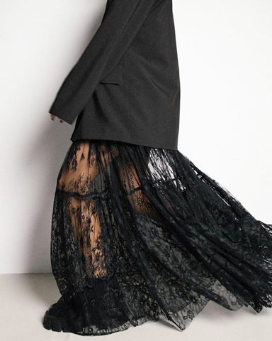 sheer lace maxi skirt