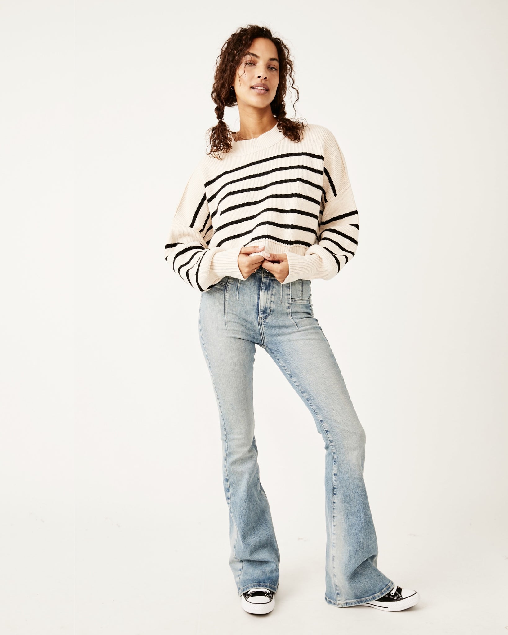 striped easy street cropped sweater