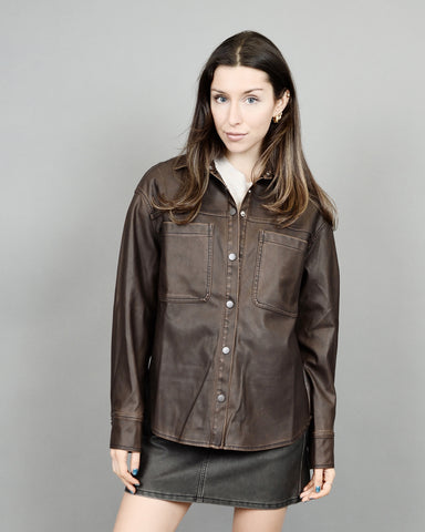 aliska distressed leather shirt