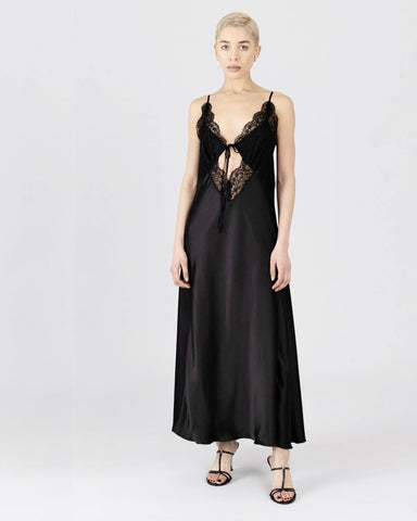 lace satin slip dress