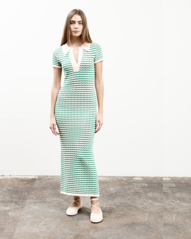 collar striped knit dress