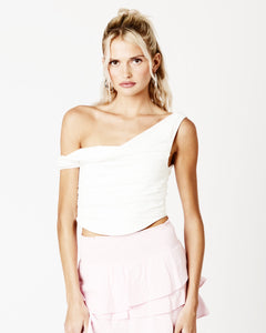 off shoulder ruching crop top