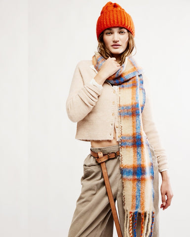 highland plaid skinny scarf