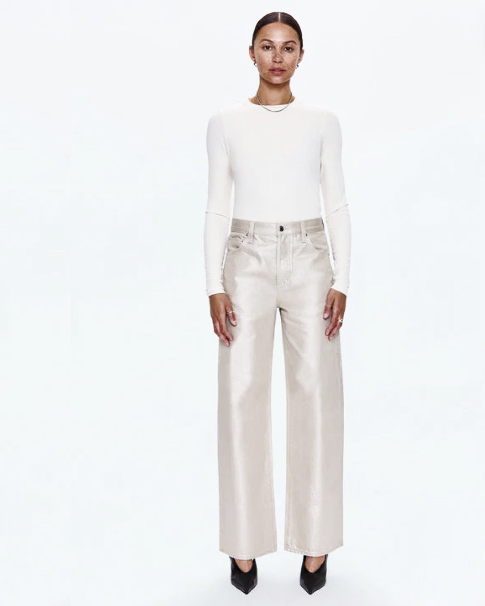 tate high rise bowed wide leg