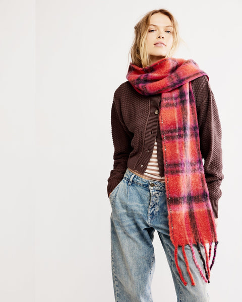 highland plaid skinny scarf