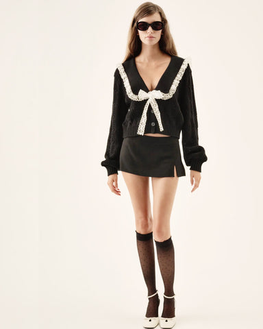 frenchy pointelle knit cardigan