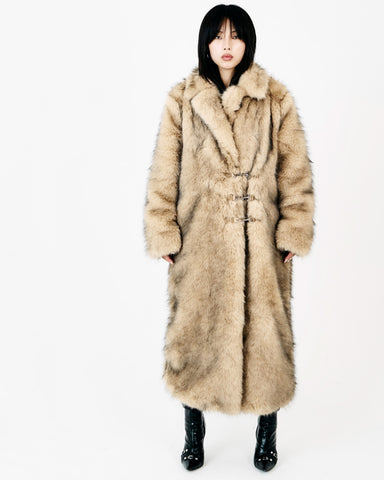 tara faux fur maxi coat