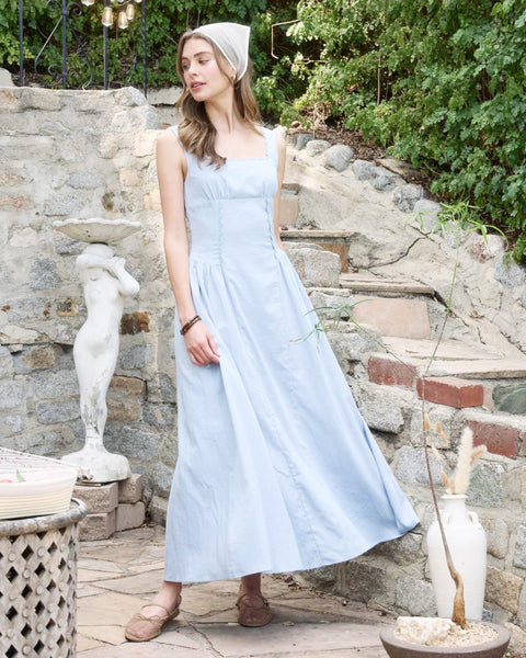 square neck corset midi dress