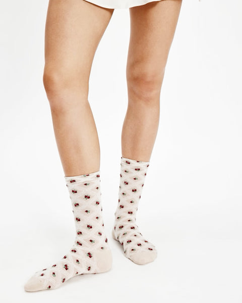 floral jacquard socks