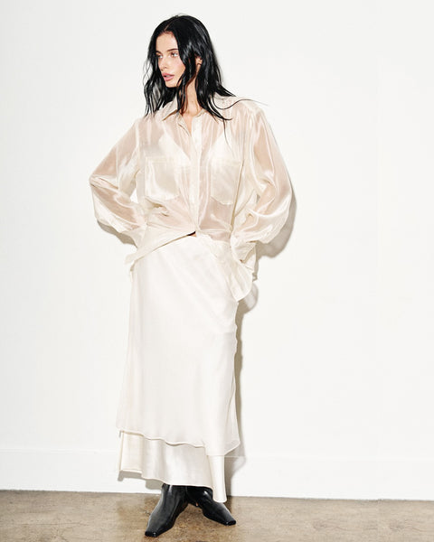 organza button down shirt