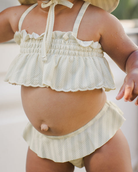 smocked ruffle bikini