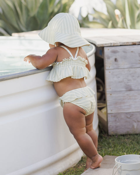 smocked ruffle bikini