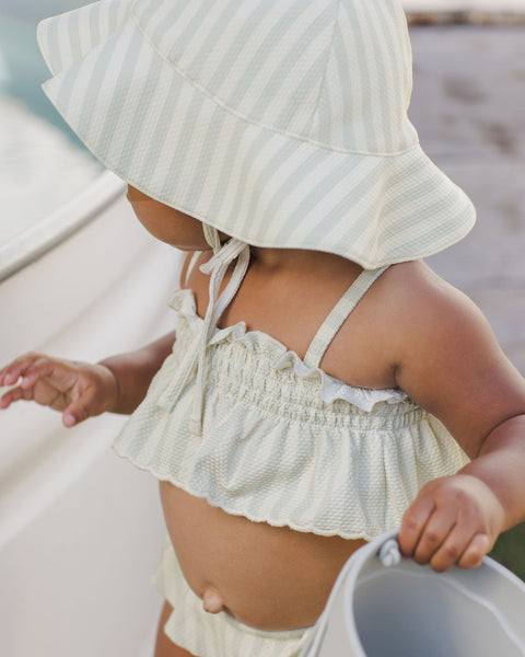 smocked ruffle bikini