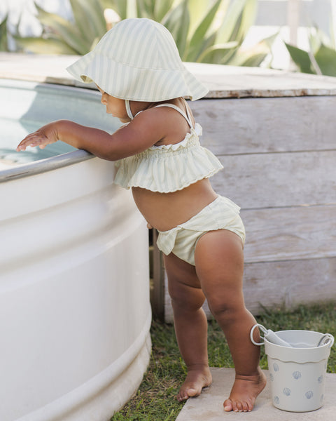 smocked ruffle bikini