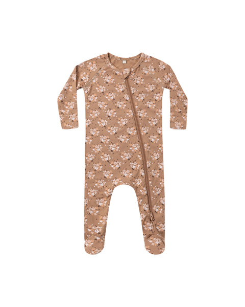 bamboo zip footie fall floral
