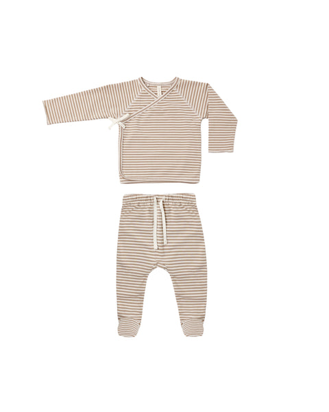 wrap top + footed pant set