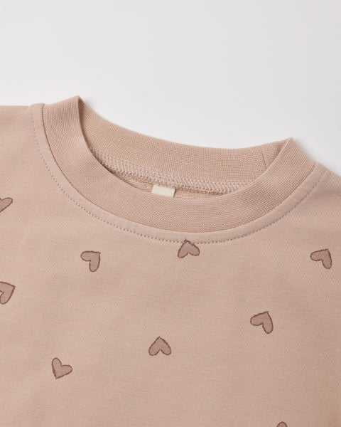 crewneck bubble romper hearts