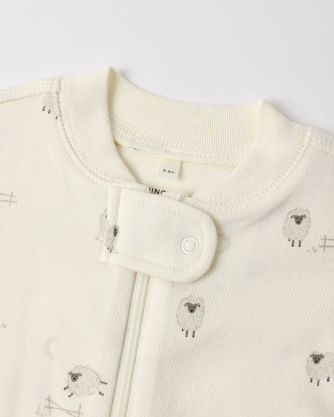 zip long sleeve sleeper footie sheep