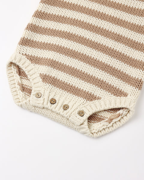 rex romper almond stripe