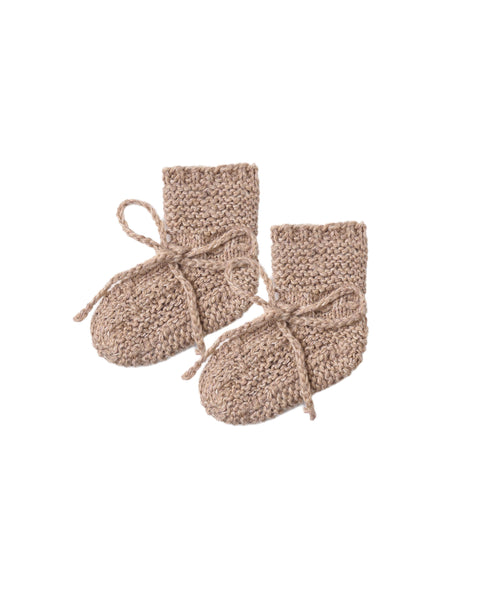 knit booties heathered almond