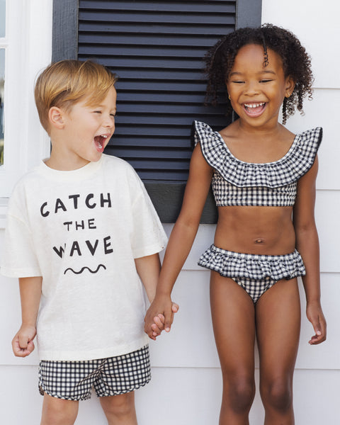 gingham swim trunk