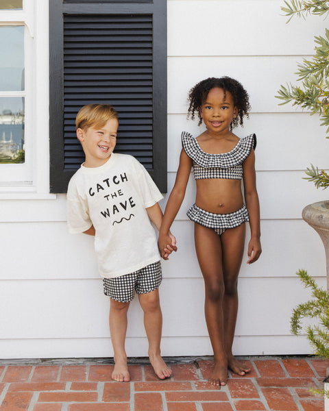 gingham swim trunk