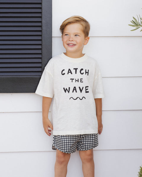 gingham swim trunk