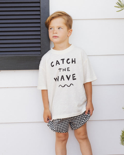 gingham swim trunk