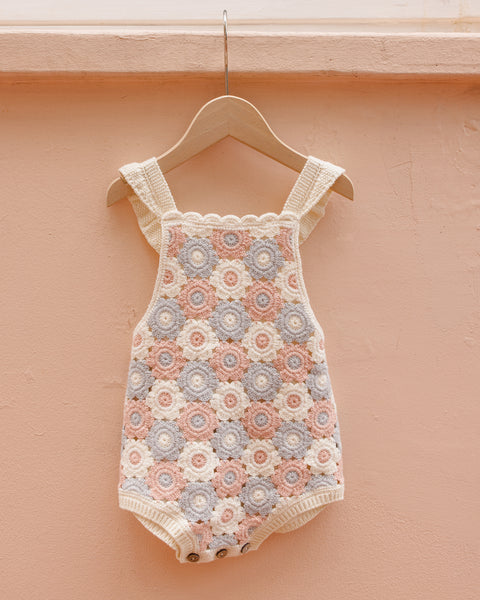 floral crochet romper