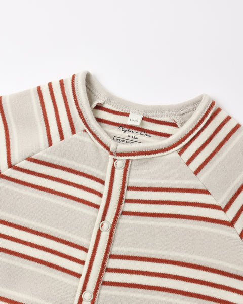 organic long john pj holiday stripe