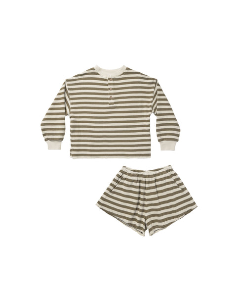 moss stripe waffle set