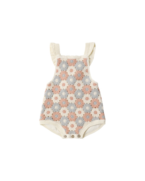 floral crochet romper