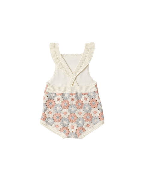 floral crochet romper