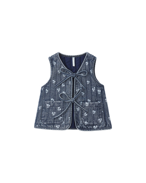 denim vest heart ditsy