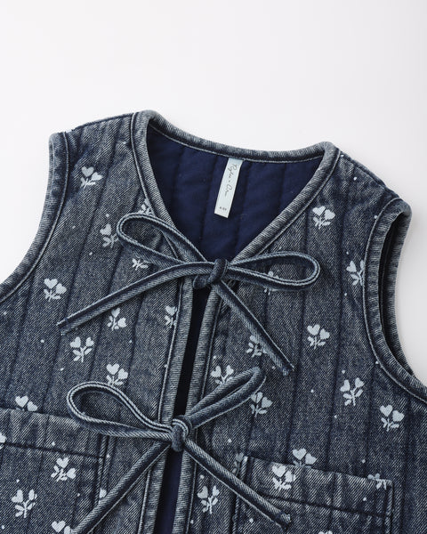 denim vest heart ditsy