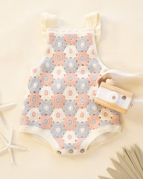 floral crochet romper