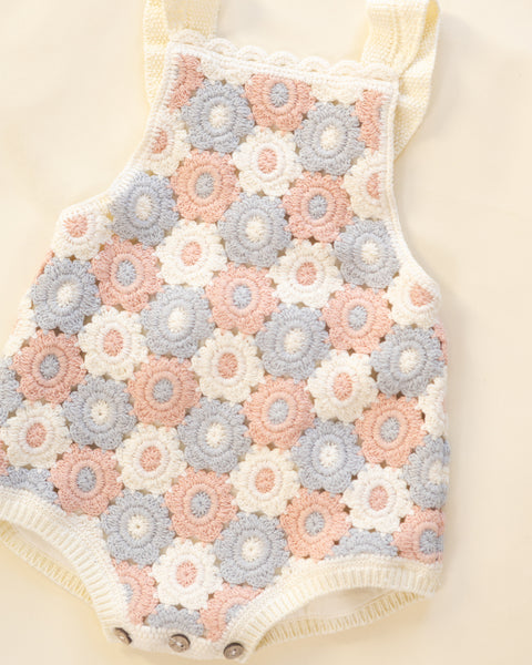 floral crochet romper